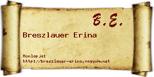 Breszlauer Erina névjegykártya